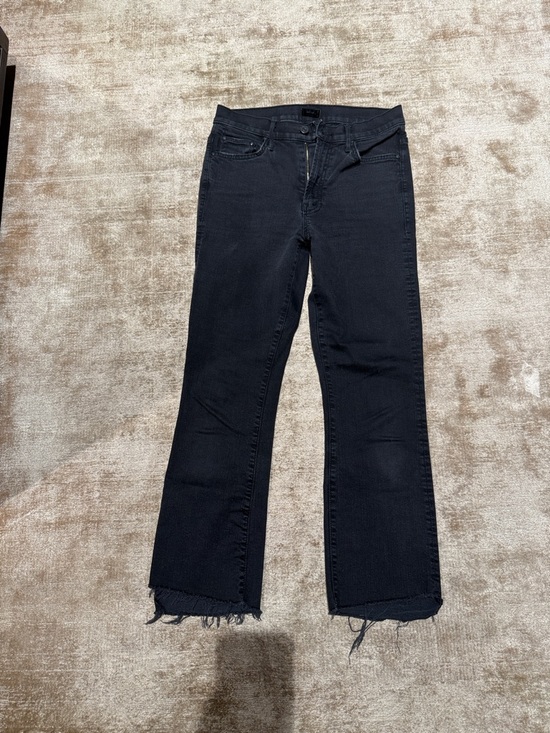 MOTHER Black Wide-Leg Raw Hem Jeans - Picture 3 of 5